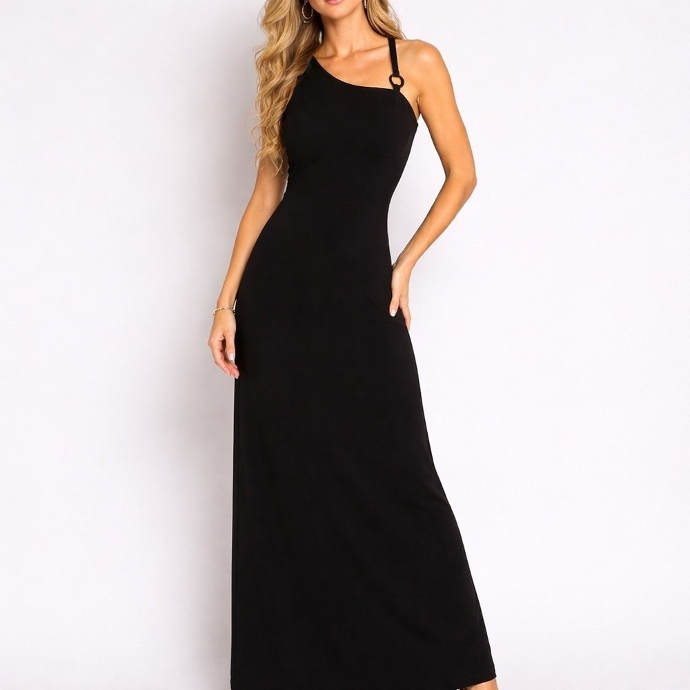 Cache Black One Shoulder Maxi Dress Size 6 Asymmetrical Evening Formal Prom